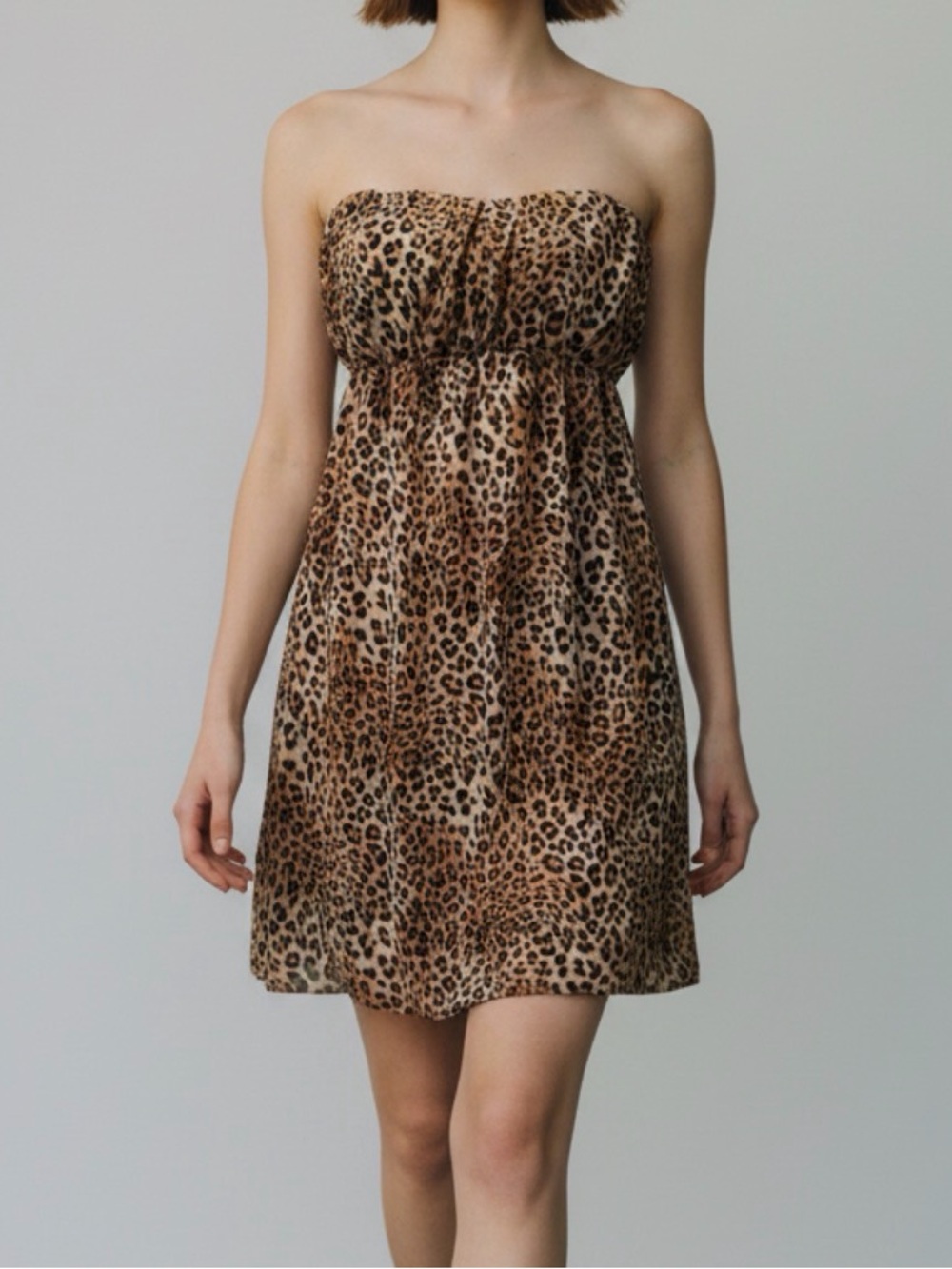 Cleo Leopard Print Strapless Dress Without Belt